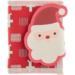 Festive Santa Christmas Holiday Wallet Bifold Card Holder Red White